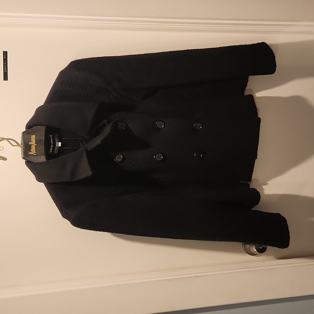 Giorgio Armani wool cashmere blend double breasted peacoat sz 50 about US sz 14